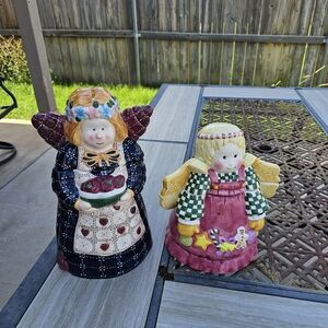 Charming Angel Figurines Cookie Jars with Colorful Details